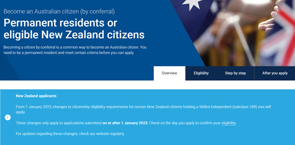 Back-dated PR for NZ Stream 189 visa applicants granted PR after 31 December 2021 and before 1 July 2023.