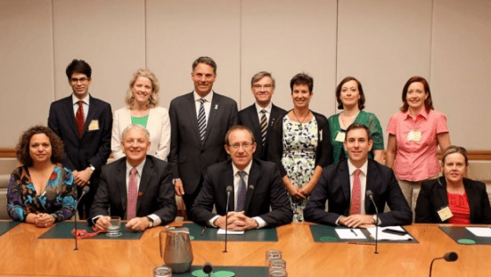 Back row from left Tim Gassin, Clare O'Neil, Richard Marles, Gary Gray, Melinda Loe, Joanne Cox, Liza Cox Front row: Michelle Rowland, Phil Goff, Andrew Little, Jim Chalmers, Natasha Maynard.