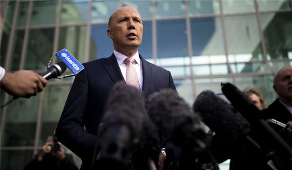Australia's former Home Affairs Minister, Peter Dutton, faces the media at a press conference in Canberra. (Photo: AFP)