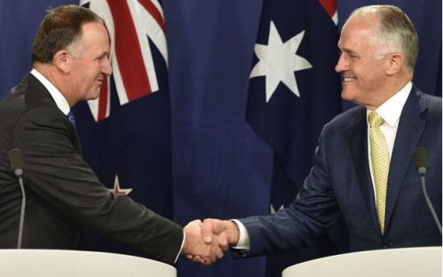New Zealand Prime Minister John Key and Australia's Prime Minister Malcolm Turnbull at a joint press conference in Sydney.