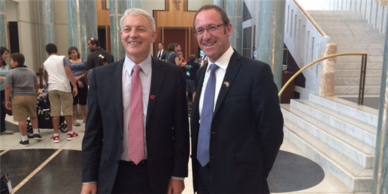 NZ Labour leader Andrew Little (right) travelled to Australia with former colleague Phil Goff in 2015 to lobby for Kiwi expats' rights. (Photo: Nicholas Jones)