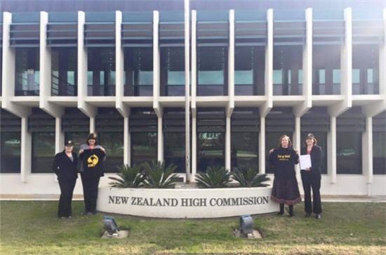 The Oz Kiwi team outside the New Zealand High Commission in Canberra.