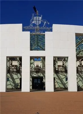 Forecourt of Parliament House, Canberra. (Photo: Oz Kiwi)