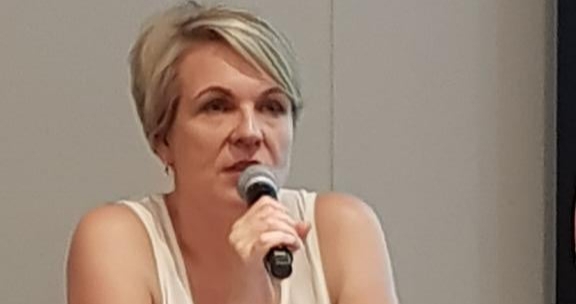 Tanya Plibersek speaking at a Fringe event on education at the ALP Conf 2018. (Photo: J Cox)