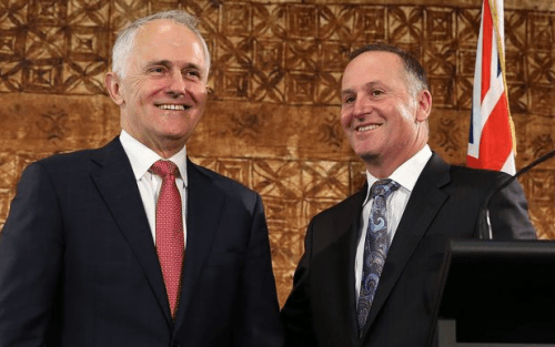 Australian Prime Minister Malcolm Turnbull, left, and and New Zealand Prime Minister John Key