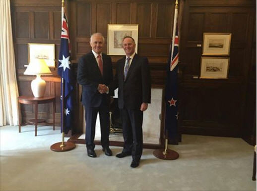 Prime Ministers Malcolm Turnbull and John Key in New Zealand, Oct 2015