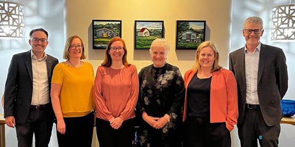 Oz Kiwi representatives met in Canberra with Matt de Wit (Second Secretary), High Commissioner Dame Annette King, and Eamonn O'Shaughnessy (Deputy High Comssioner). Photo supplied.