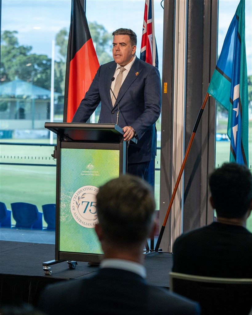 Milton Dick (Oxley) speaking at the Ipswich citizenship ceremony. Photo: Home Affairs.