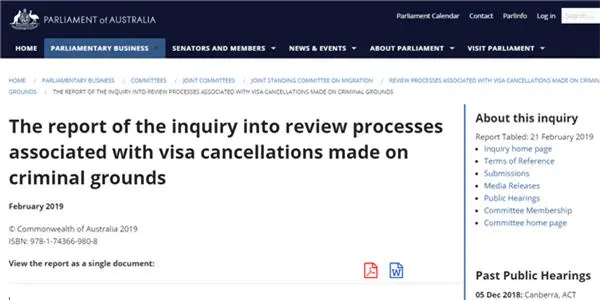 Oz Kiwi and the NZ High Commission to Australia feature in the Joint Standing Committee on Migration report on the processing of visa cancellations.