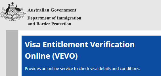 Use the Visa Entitlement Verification Online (VEVO) system to check your visa details.
