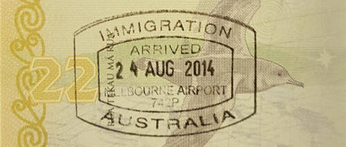Australian Immigration passport stamp